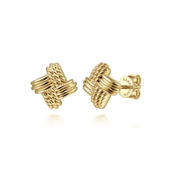 14K Yellow Gold Plain Rope Stud Earrings