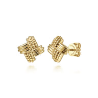 14K Yellow Gold Plain Rope Stud Earrings