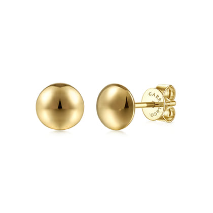 14K Yellow Gold Plain Stud Earrings