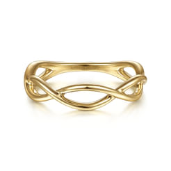 14K Yellow Gold Plain Twisted Stackable Ring