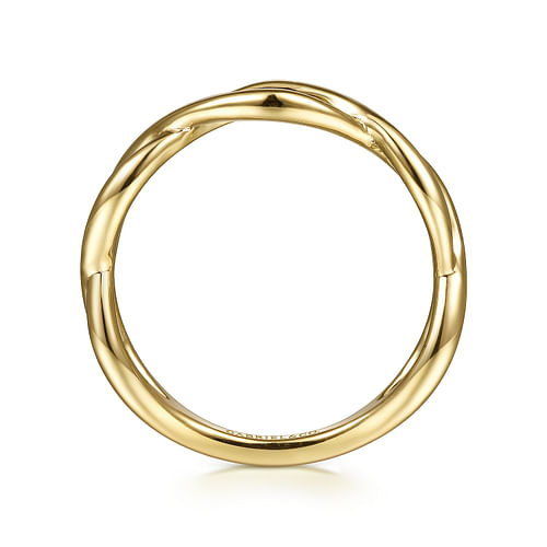 14K Yellow Gold Plain Twisted Stackable Ring - Shot 2