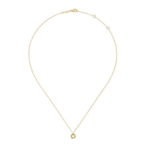 14K Yellow Gold Plain and Bujukan Beaded Interlocking Circles Pendant Necklace