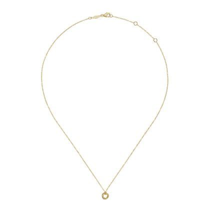 14K Yellow Gold Plain and Bujukan Beaded Interlocking Circles Pendant Necklace