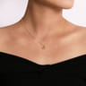 14K Yellow Gold Plain and Bujukan Beaded Interlocking Circles Pendant Necklace