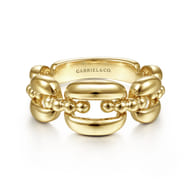 14K Yellow Gold Polished Chain Link Ring with Bujukan Bead Connector