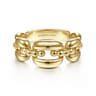 14K Yellow Gold Polished Chain Link Ring with Bujukan Bead Connector