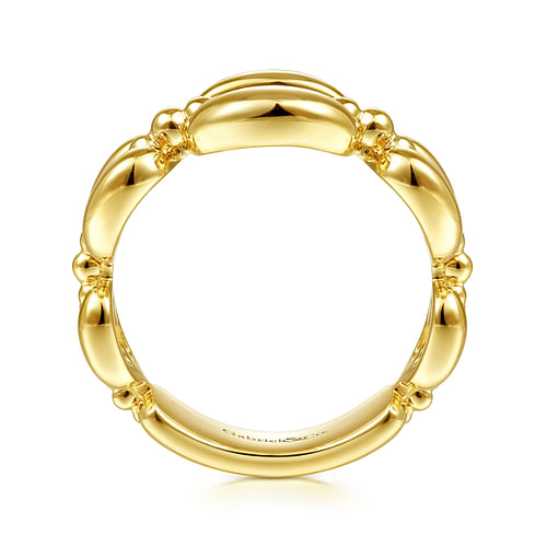 14K Yellow Gold Polished Chain Link Ring with Bujukan Bead Connector - Shot 2