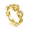 14K Yellow Gold Polished Chain Link Ring with Bujukan Bead Connector