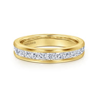 14K Yellow Gold Princess Cut Channel Prong Set Diamond Anniversary Band