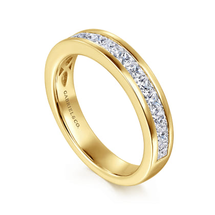 14K Yellow Gold Princess Cut Channel Prong Set Diamond Anniversary Band