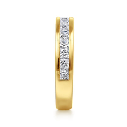 14K Yellow Gold Princess Cut Channel Prong Set Diamond Anniversary Band