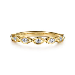 14K Yellow Gold Prong Marquise Diamond Anniversary Band