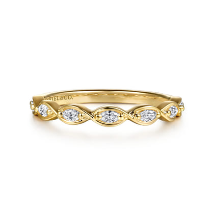 14K Yellow Gold Prong Marquise Diamond Anniversary Band