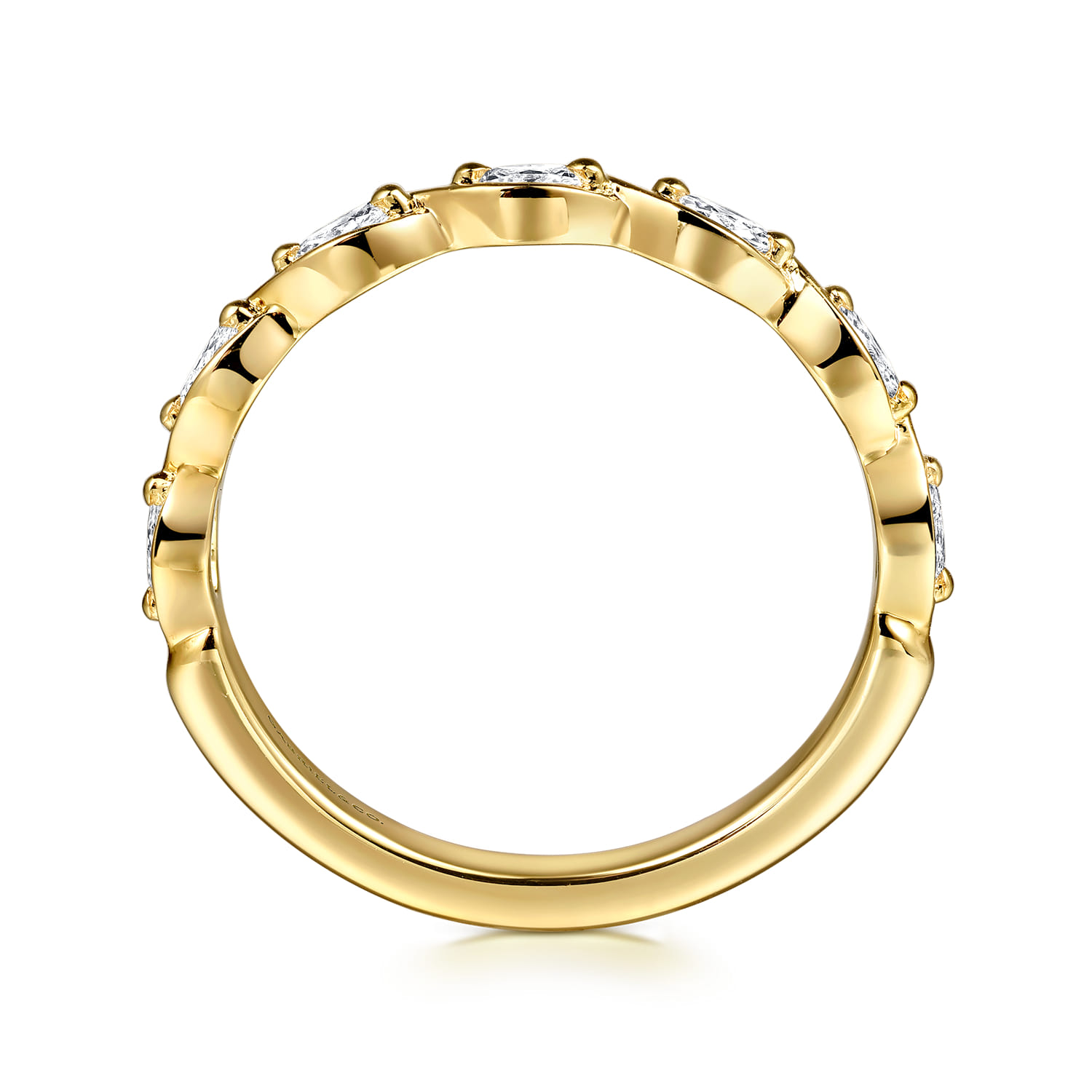 Straight Wedding Ring in 14k Yellow Gold with Marquise Natural Diamond at Gabriel & Co. - Shot 2