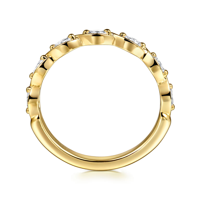 Straight Wedding Ring in 14k Yellow Gold with Marquise Natural Diamond at Gabriel & Co. - Shot 2