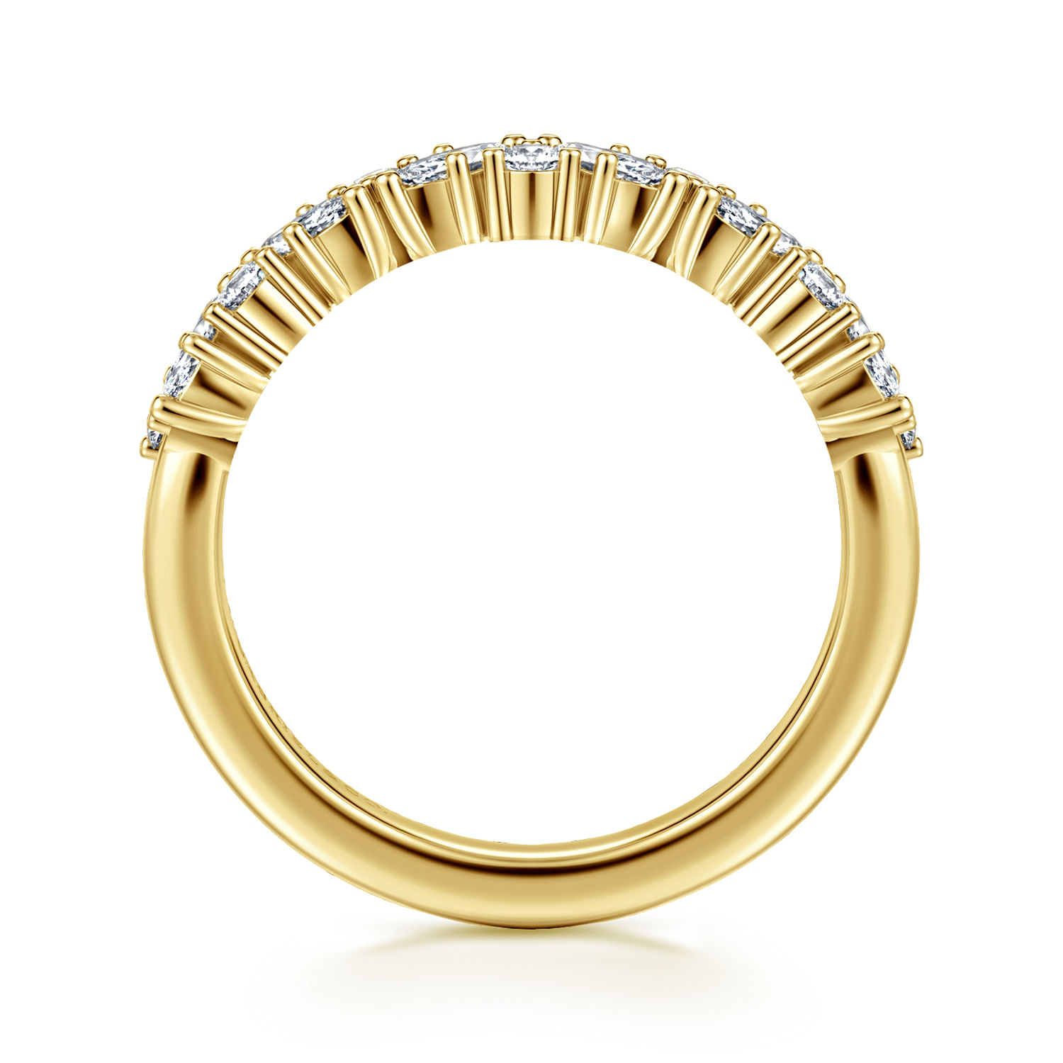 14K Yellow Gold Prong Marquise and Round Diamond Anniversary Band