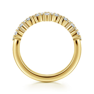 14K Yellow Gold Prong Marquise and Round Diamond Anniversary Band