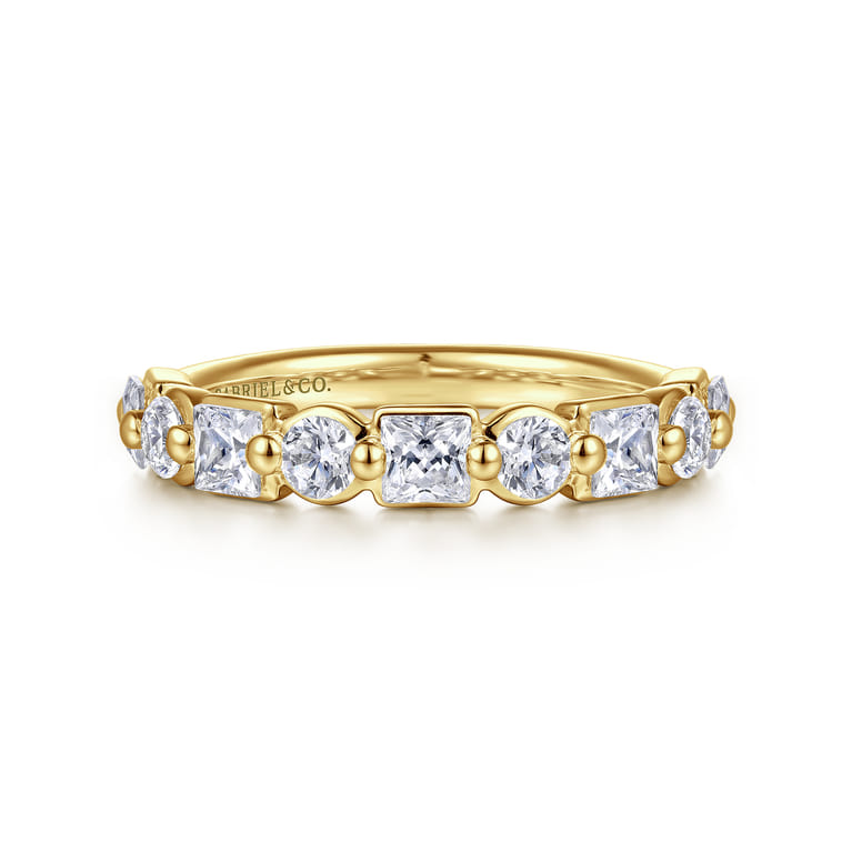Fancy Wedding Ring in 14k Yellow Gold with Princess Cut Natural Diamond at Gabriel & Co. - Shot 1
