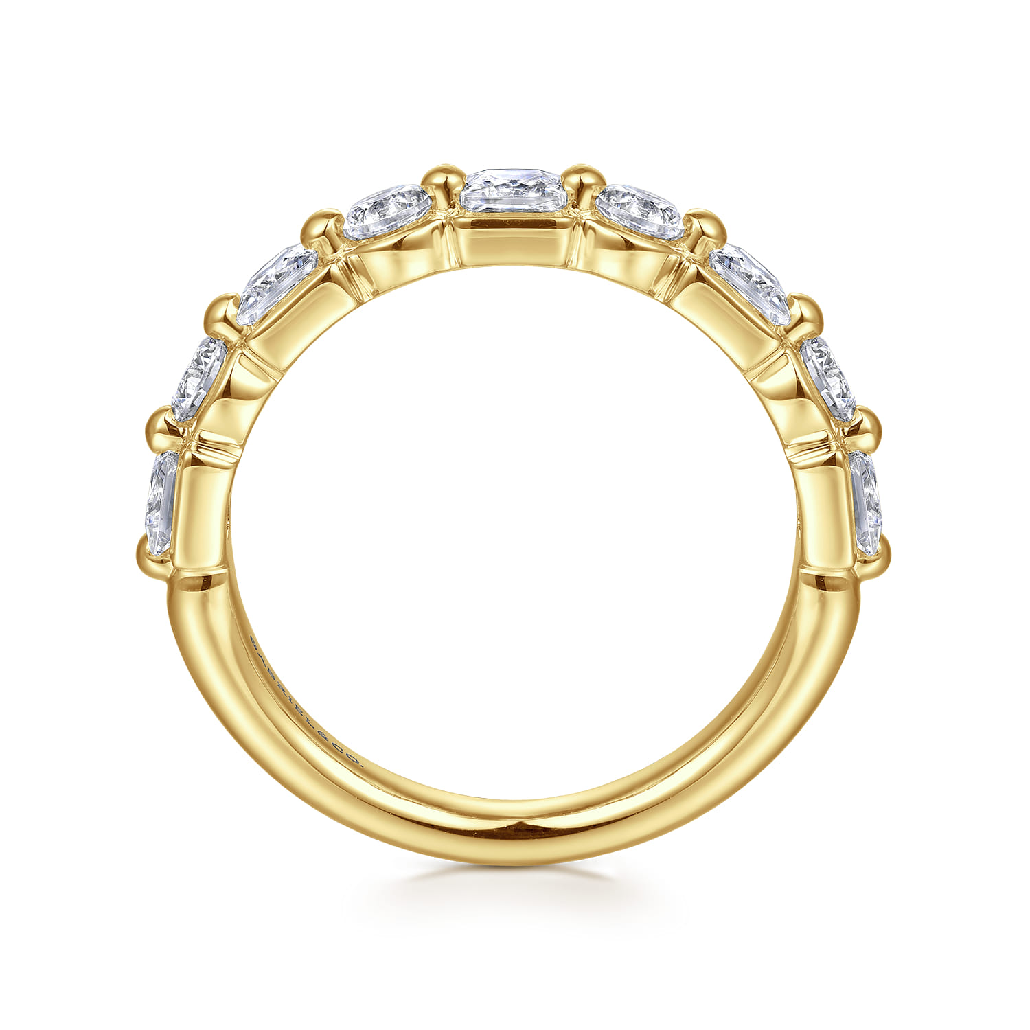 14K Yellow Gold Prong Princess Cut and Round Diamond Anniversary Band