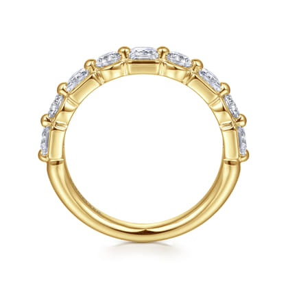 14K Yellow Gold Prong Princess Cut and Round Diamond Anniversary Band