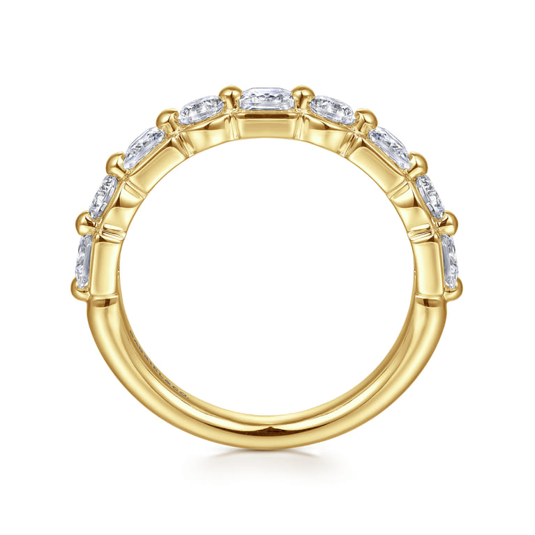 Fancy Wedding Ring in 14k Yellow Gold with Princess Cut Natural Diamond at Gabriel & Co. - Shot 2