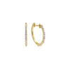 14K Yellow Gold Prong Set 15mm Round Classic Diamond Hoop Earrings - 0.26 ct