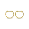 14K Yellow Gold Prong Set 15mm Round Classic Diamond Hoop Earrings - 0.26 ct