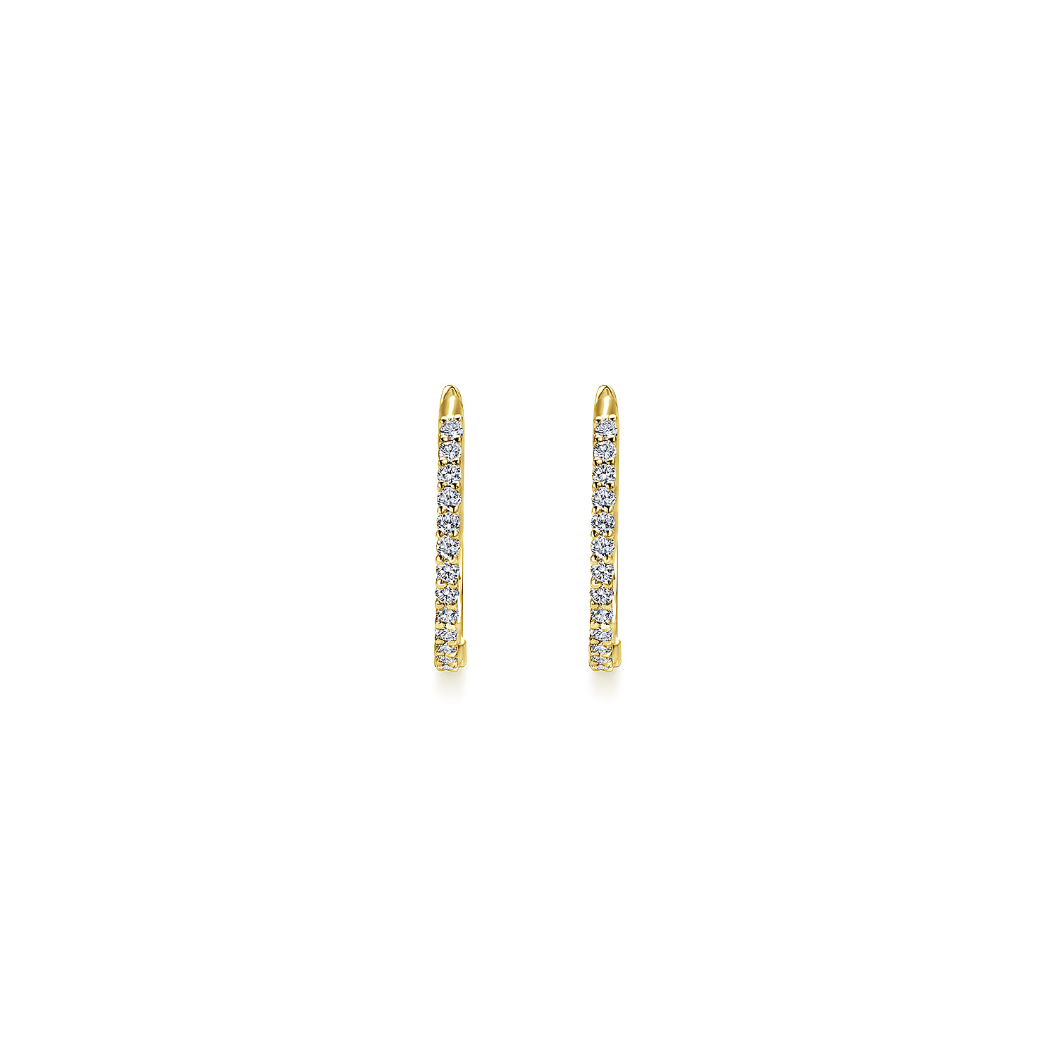14K Yellow Gold Prong Set 15mm Round Classic Diamond Hoop Earrings - 0.26 ct - Shot 3