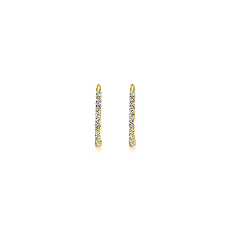 14K Yellow Gold Prong Set 15mm Round Classic Diamond Hoop Earrings - 0.26 ct - Shot 3
