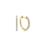 14K Yellow Gold Prong Set 15mm Round Classic Diamond Hoop Earrings - 0.5 ct