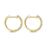 14K Yellow Gold Prong Set 15mm Round Classic Diamond Hoop Earrings - 0.5 ct