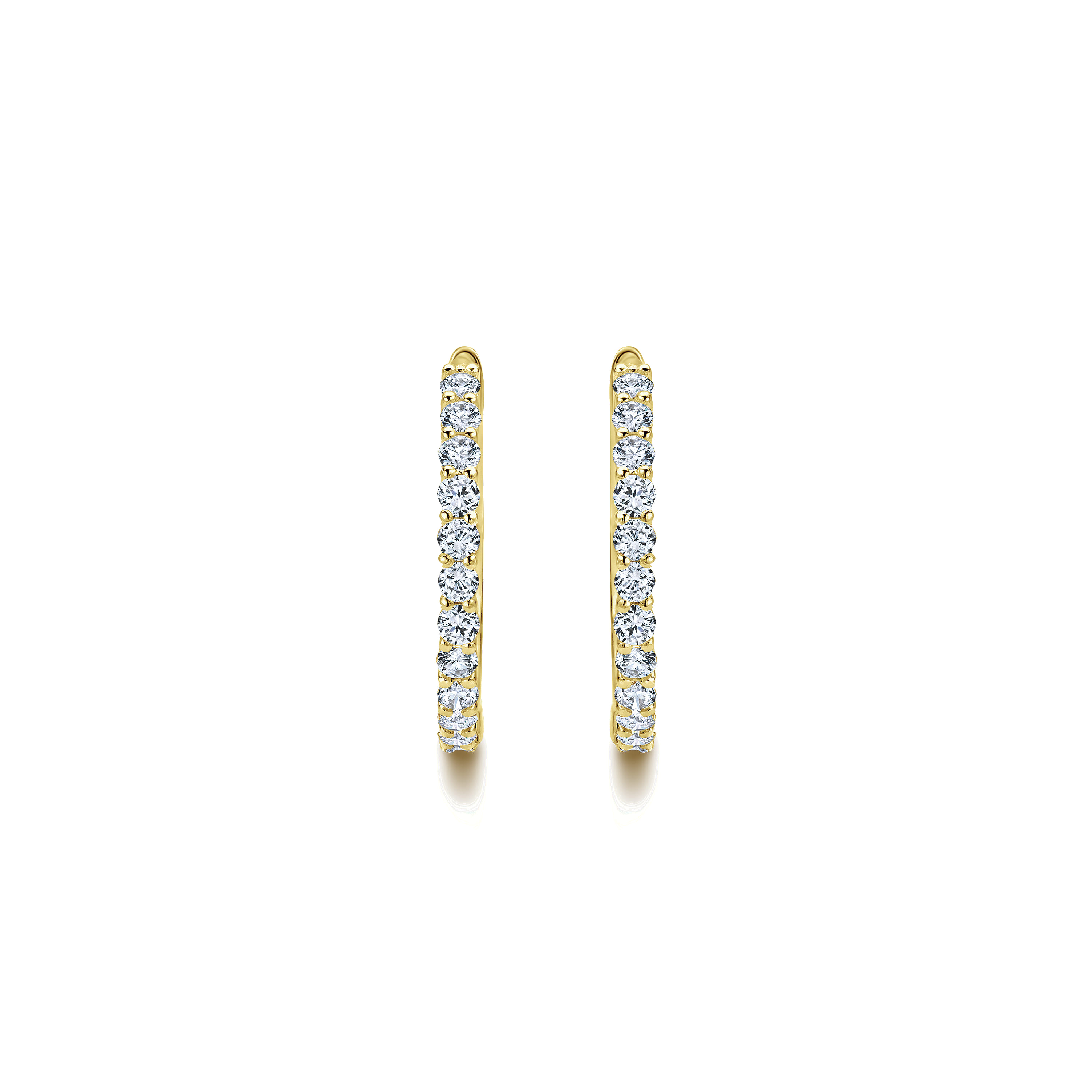 14K Yellow Gold Prong Set 15mm Round Classic Diamond Hoop Earrings - 0.5 ct - Shot 3
