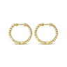 14K Yellow Gold Prong Set 20mm Round Inside Out Diamond Hoop Earrings - 2 ct