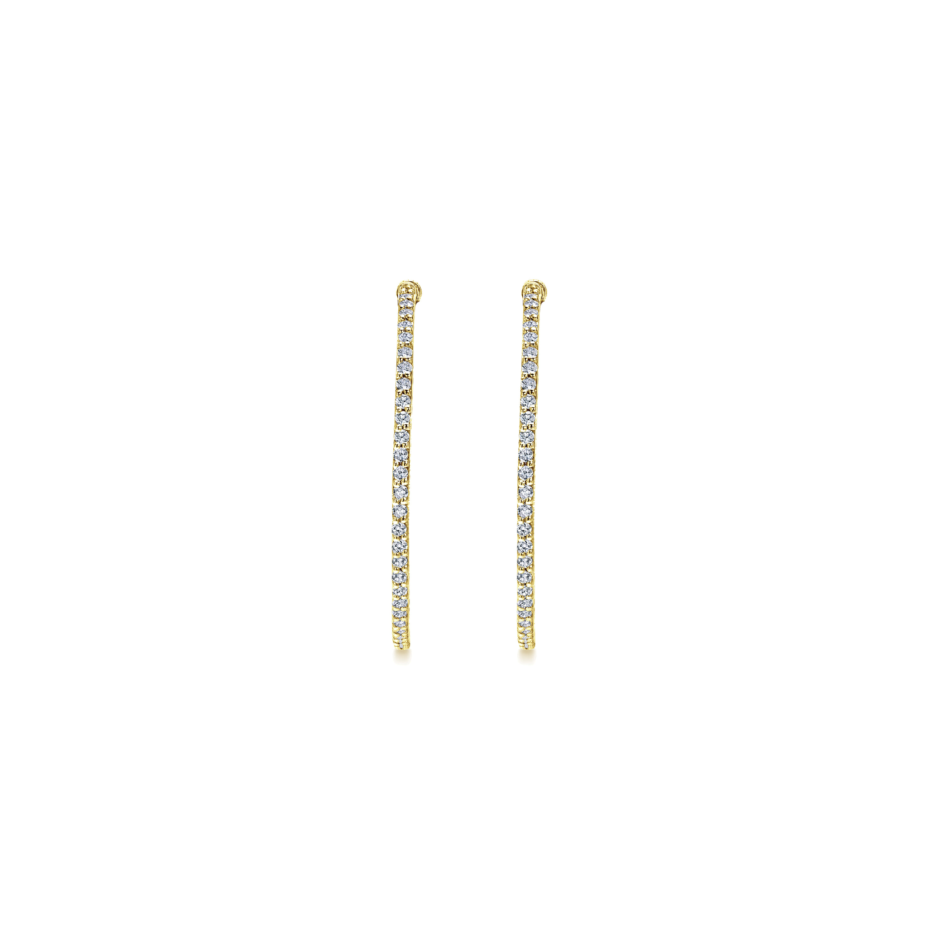 14K Yellow Gold Prong Set 40mm Round Inside Out Diamond Hoop Earrings - 1.6 ct - Shot 3