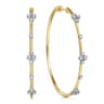14K Yellow Gold Prong Set 50mm Round Classic Diamond Hoop Earrings - 0.5 ct