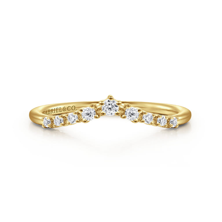 Curved Wedding Ring in 14k Yellow Gold with  Natural Diamond at Gabriel & Co. - Shot 1