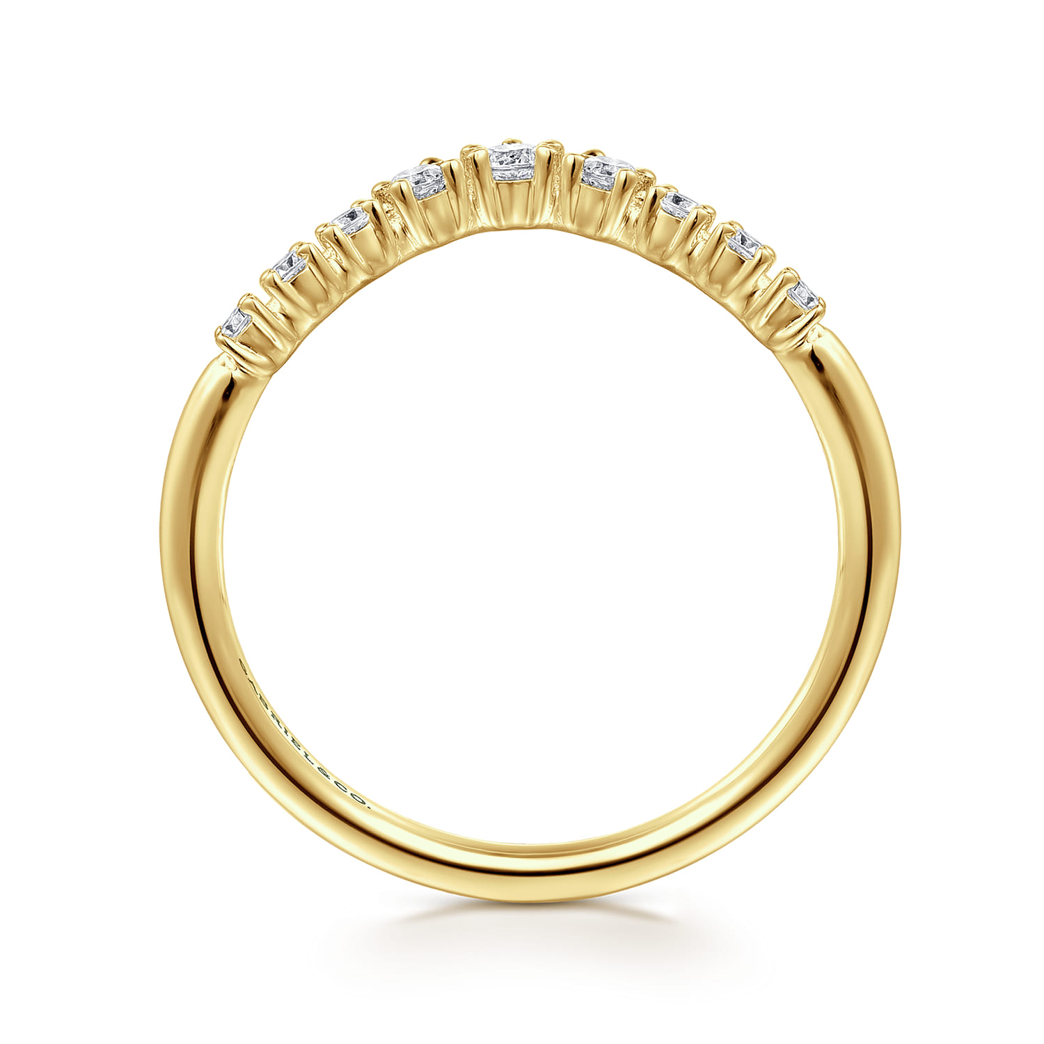 Curved Wedding Ring in 14k Yellow Gold with  Natural Diamond at Gabriel & Co. - Shot 2