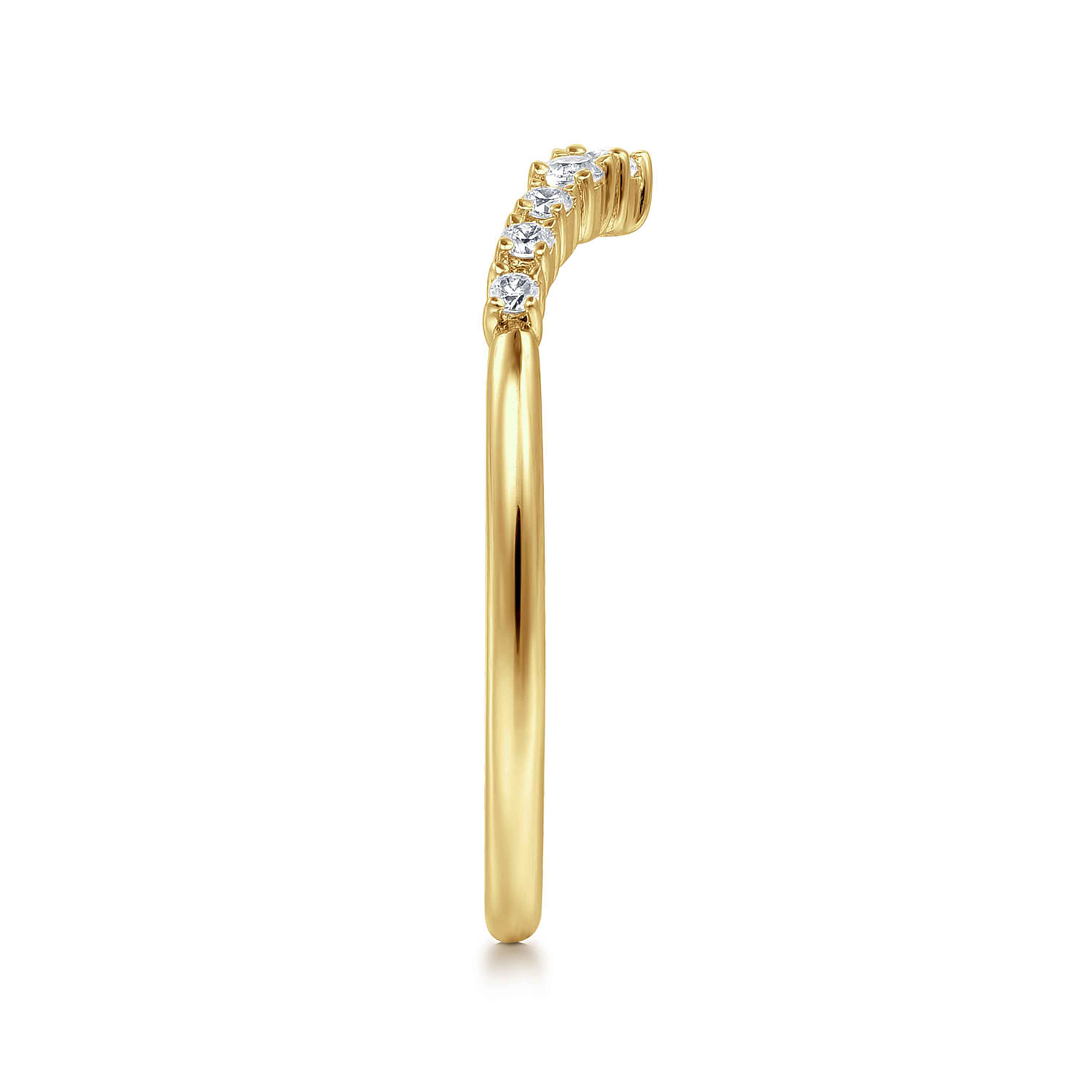 Curved Wedding Ring in 14k Yellow Gold with  Natural Diamond at Gabriel & Co. - Shot 4