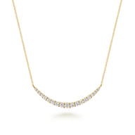 14K Yellow Gold Prong Set Diamond Bar Necklace