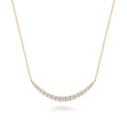 14K Yellow Gold Prong Set Diamond Bar Necklace