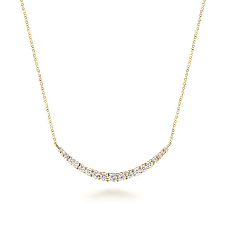 14K Yellow Gold Prong Set Diamond Bar Necklace - 1.05 ct - Shot 1
