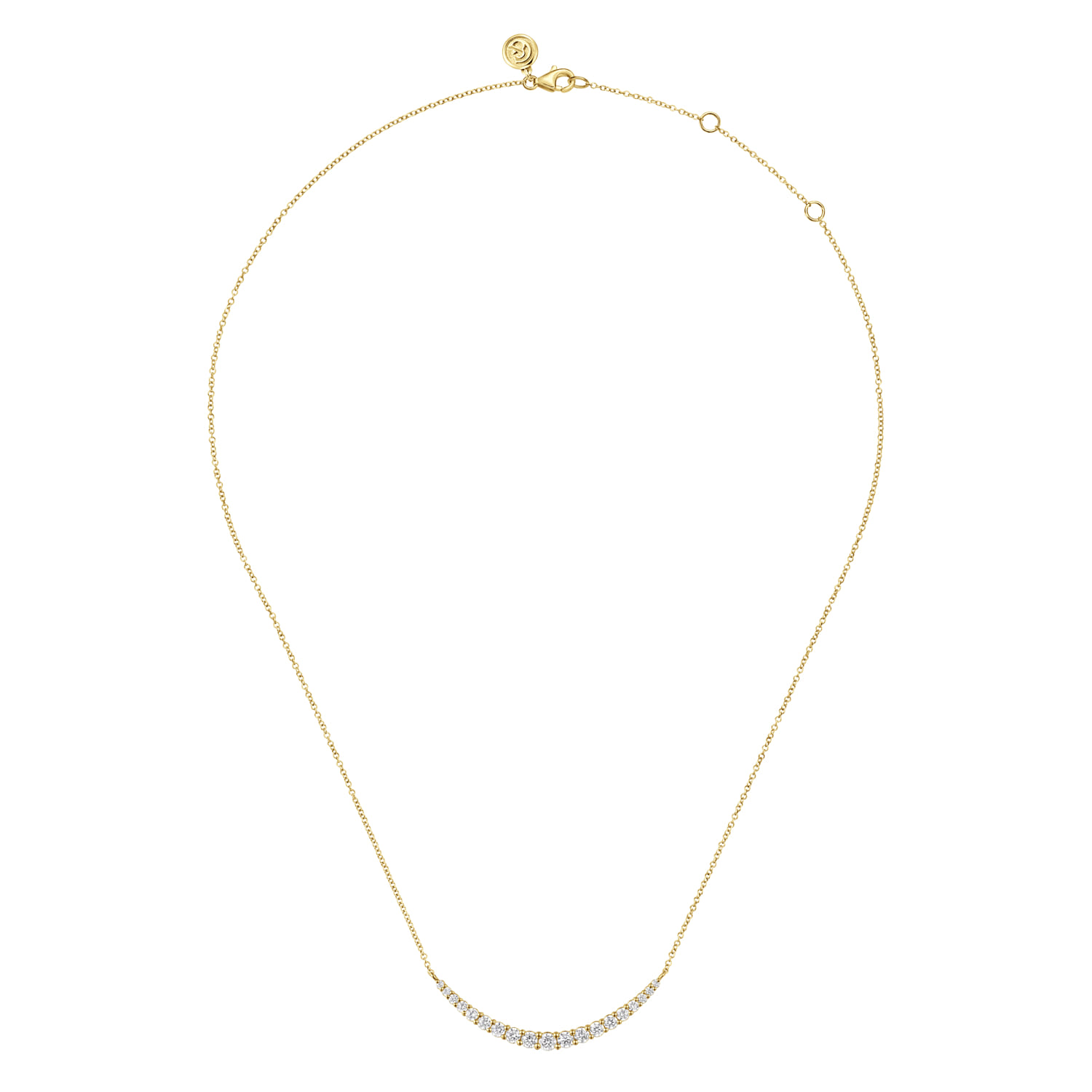 14K Yellow Gold Prong Set Diamond Bar Necklace - 1.05 ct - Shot 2