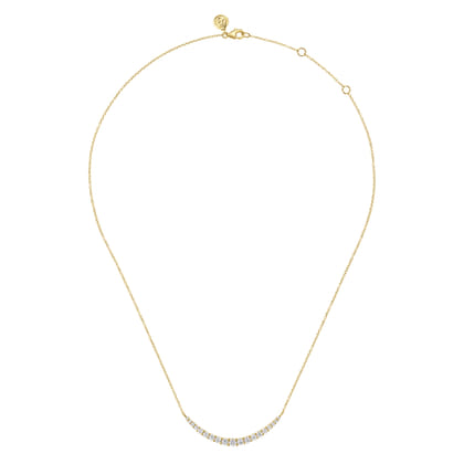 14K Yellow Gold Prong Set Diamond Bar Necklace