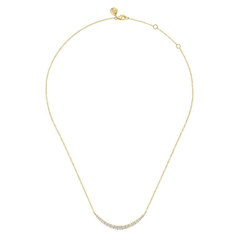 14K Yellow Gold Prong Set Diamond Bar Necklace - 1.05 ct - Shot 2