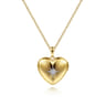 14K Yellow Gold Puff Heart Pendant Locket Necklace with Diamond Star - 0.01 ct