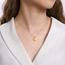 14K Yellow Gold Puff Heart Pendant Locket Necklace with Diamond Star - 0.01 ct