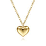 14K Yellow Gold Puff Heart Pendant Necklace