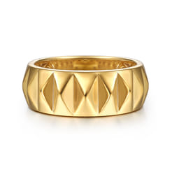 14K Yellow Gold Pyramid Bold Stackable Cigar Band