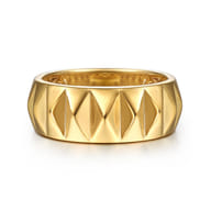 14K Yellow Gold Pyramid Bold Stackable Cigar Band