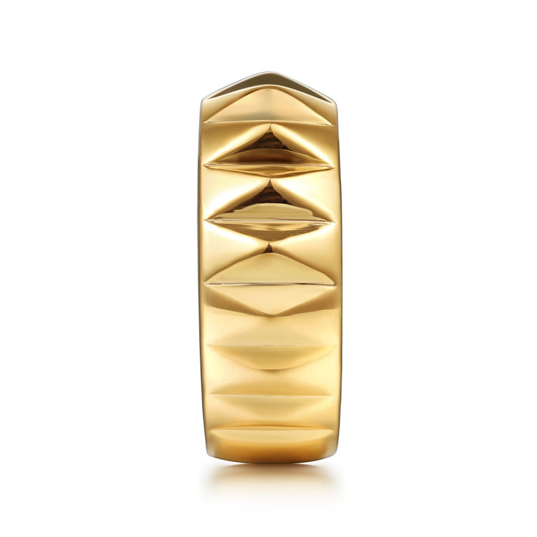 14K Yellow Gold Pyramid Bold Stackable Cigar Band - Shot 4